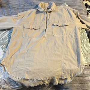 Women’s Aerie Beige Frayed Hem Pullover